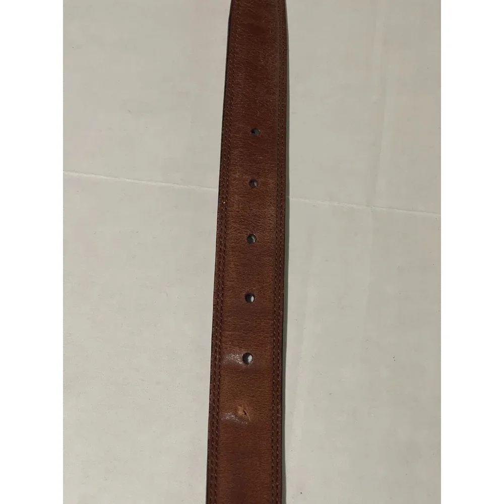 Leather Belt Mens Brown Good Solid Brass Made in Italy Buckle
